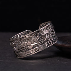 Foviel Hollow Lotus Silber überzogen Kupfer spirituell Erleuchtung Armband