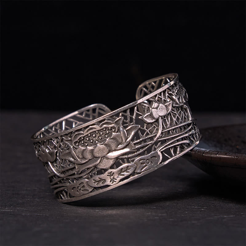 Foviel Hollow Lotus Silber überzogen Kupfer spirituell Erleuchtung Armband