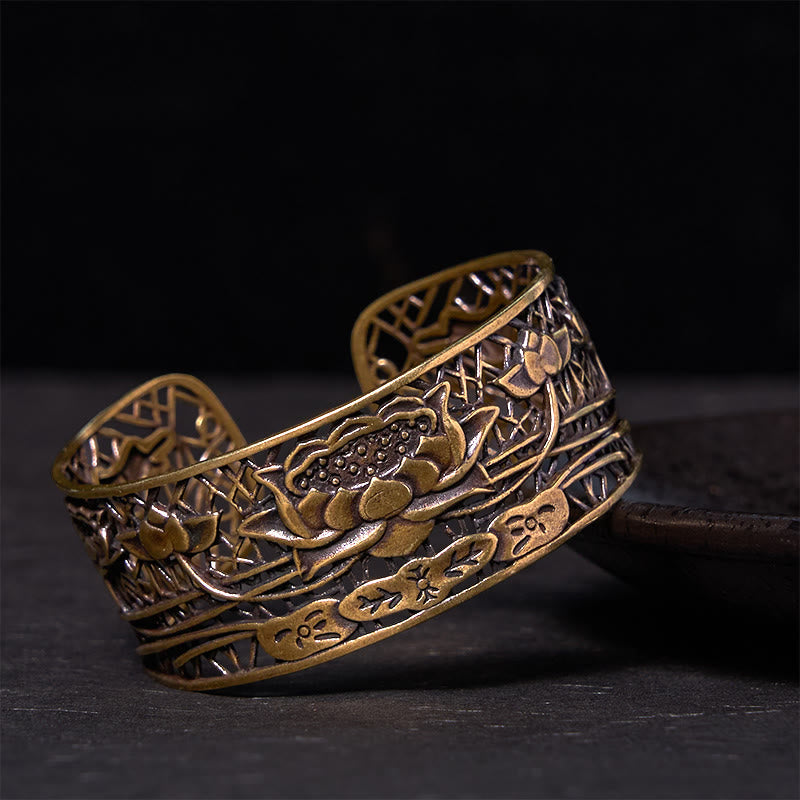 Foviel Hollow Lotus Silber überzogen Kupfer spirituell Erleuchtung Armband