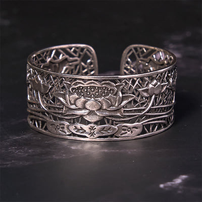 Foviel Hollow Lotus Silber überzogen Kupfer spirituell Erleuchtung Armband
