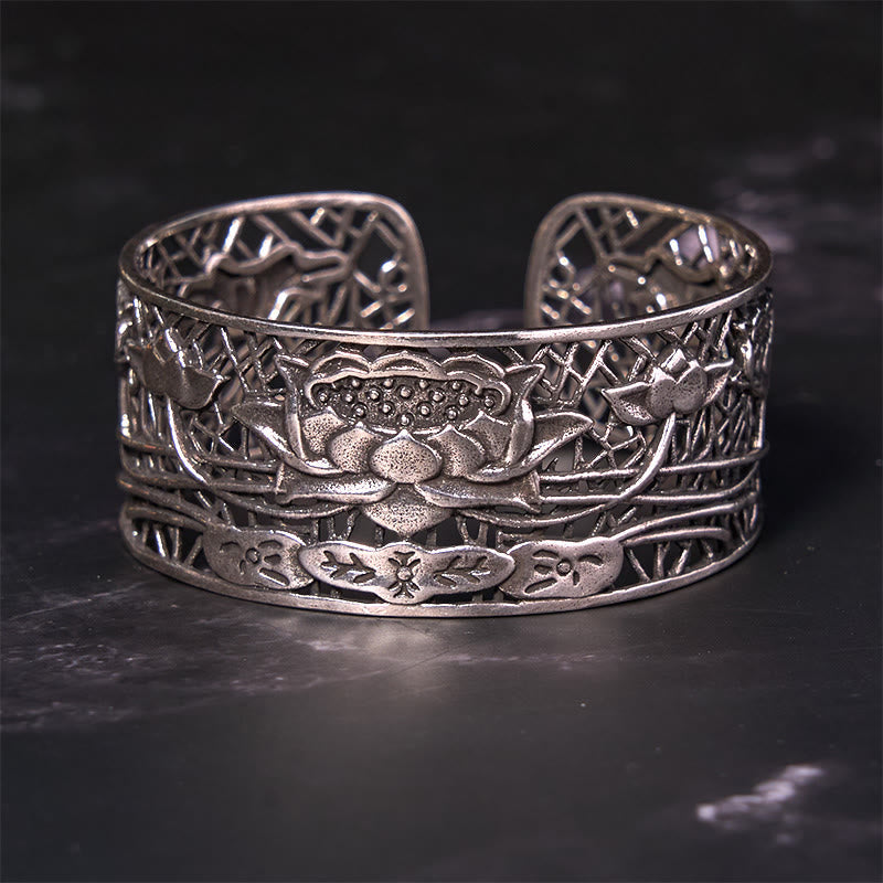Foviel Hollow Lotus Silber überzogen Kupfer spirituell Erleuchtung Armband