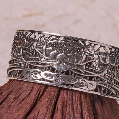 Foviel Hollow Lotus Silber überzogen Kupfer spirituell Erleuchtung Armband