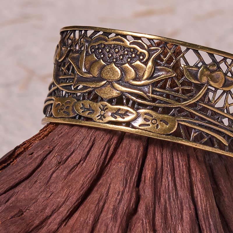 Foviel Hollow Lotus Silber überzogen Kupfer spirituell Erleuchtung Armband
