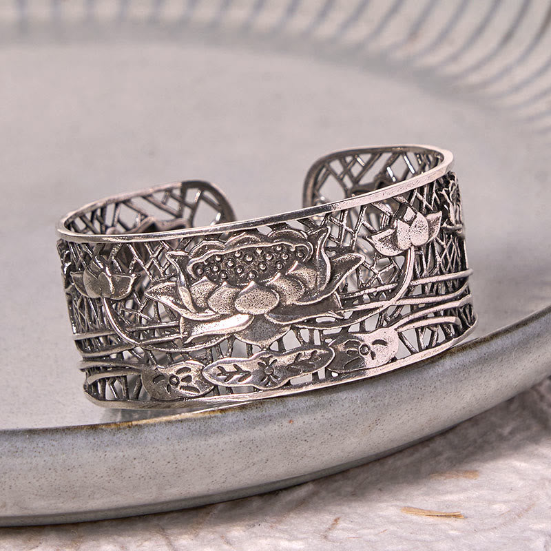 Foviel Hollow Lotus Silber überzogen Kupfer spirituell Erleuchtung Armband