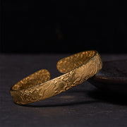 Foviel Dragon And Phoenix Playing With A Pearl Carved Copper Brass Luck Protection Bracelet Bangle
