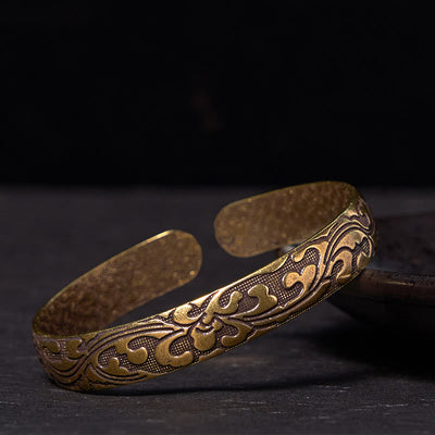 Foviel Blumen Kupfer Messing Balance Selbstversorgung Manschettenarmband Armreif