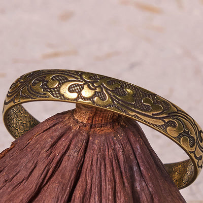 Foviel Blumen Kupfer Messing Balance Selbstversorgung Manschettenarmband Armreif