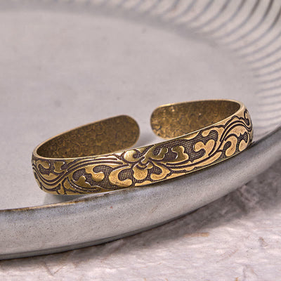 Foviel Blumen Kupfer Messing Balance Selbstversorgung Manschettenarmband Armreif