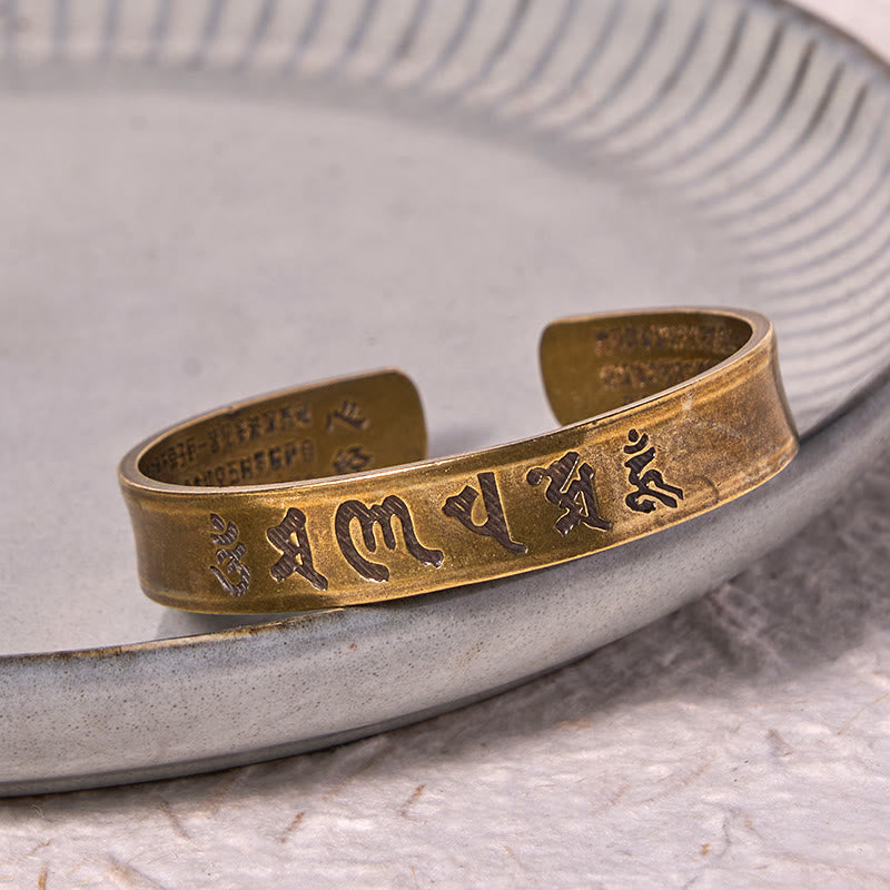 Foviel Sechs wahre Worte "om Mani Padme Hum" Herz Sutra Kupfer Messing Innenfriedens-Armband Armreif