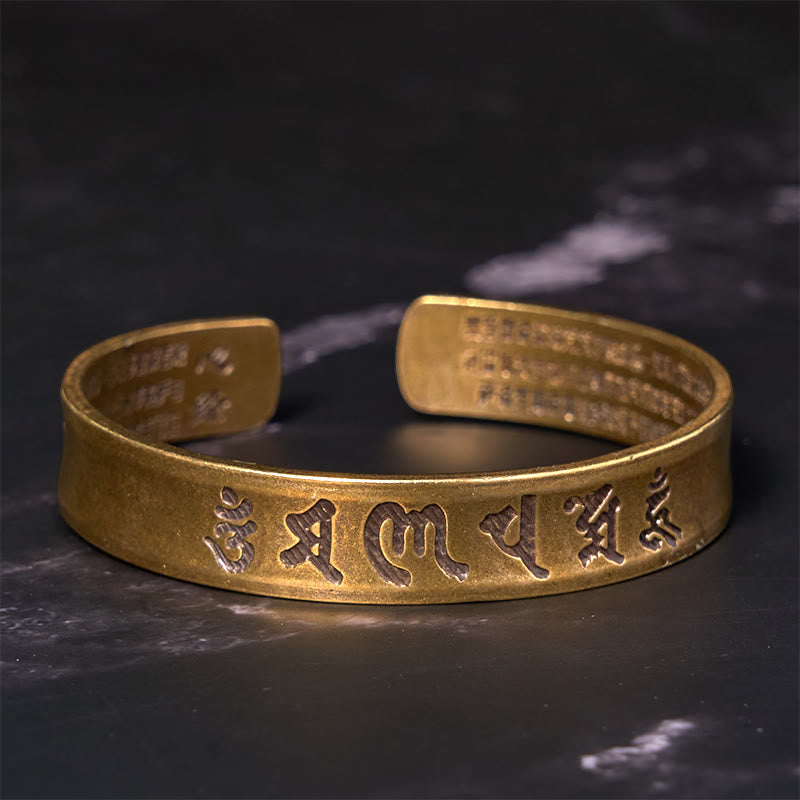 Foviel Sechs wahre Worte "om Mani Padme Hum" Herz Sutra Kupfer Messing Innenfriedens-Armband Armreif