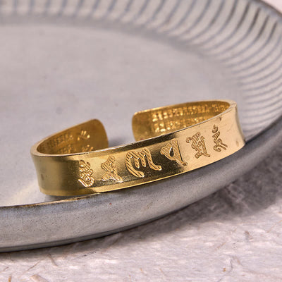 Foviel Sechs wahre Worte "om Mani Padme Hum" Herz Sutra Kupfer Messing Innenfriedens-Armband Armreif