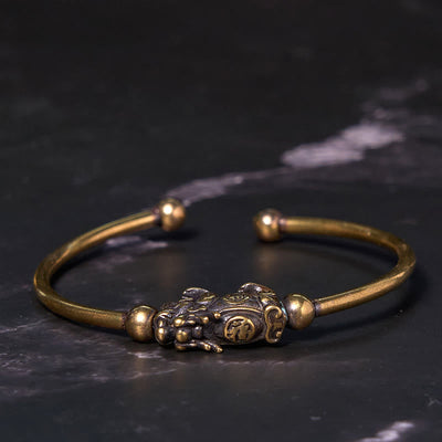 Foviel Pi Xiu tragenden Kompass Fu Charakter Kupfer Messing Glück Reichtum Armband Armreif
