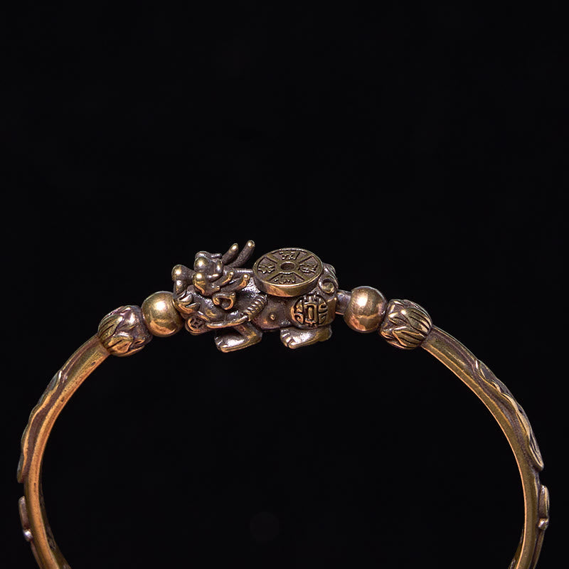 Bracelet jonc Foviel Pi Xiu avec pièce et lingot, en cuivre et laiton, porte-bonheur et richesse