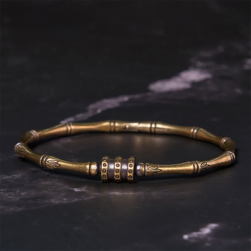Foviel Bamboo Lotus Flower Copper Brass Peace Bracelet Bangle