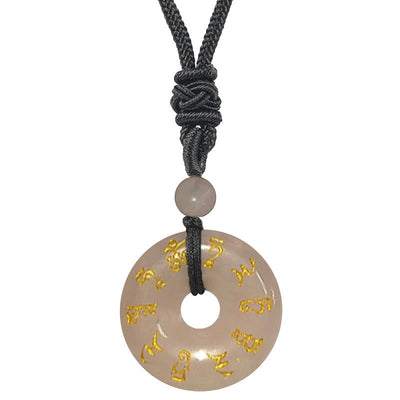 Buddha Stones Green Tara Mantra Natural Various Crystal Black Obsidian Fulfilment Necklace Pendant Necklaces & Pendants BS Rose Quartz