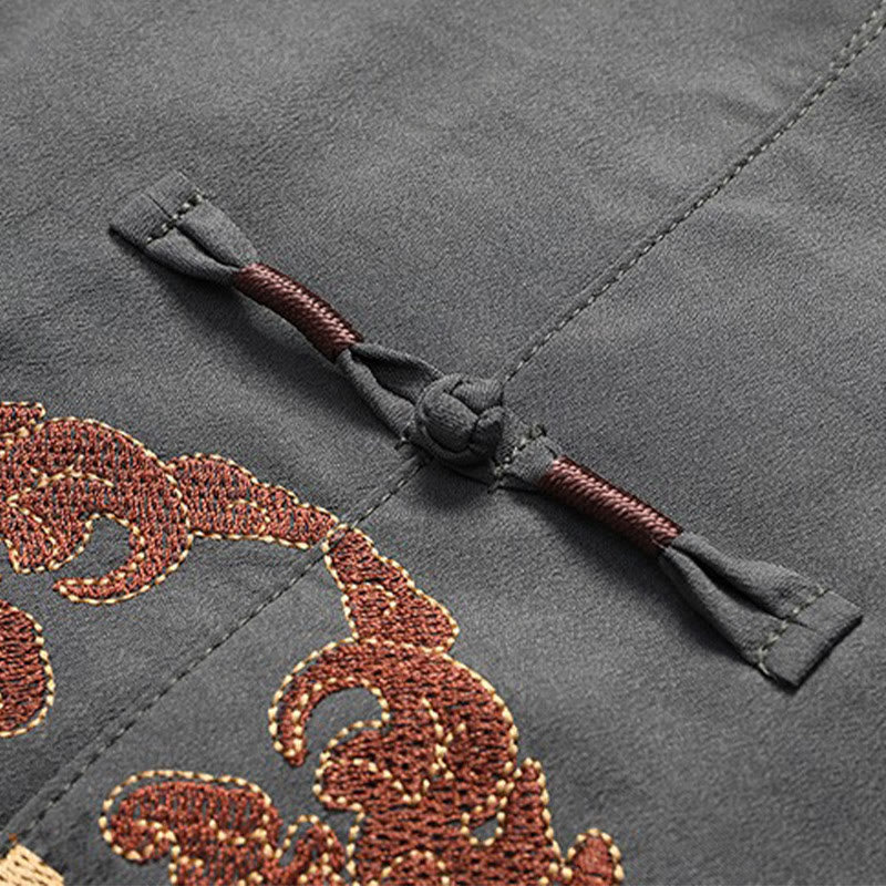 Buddha Stones Chinese New Year Embroidered Fu Tang Suit Hanfu Long Sleeve Top Pants Clothing Men's Set - image 7