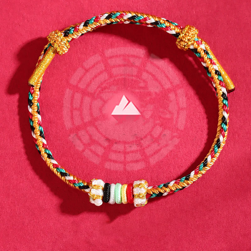 Buddha Stones Five Elements Colorful String Completeness Knot Reef Knot Braid Luck Bracelet Bracelet BS 4