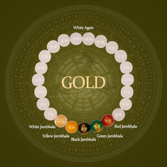 Buddha Stones Five Elements Various Agate Jambhala Luck Bracelet Bracelet BS Gold(Wrist Circumference: 14-16cm)