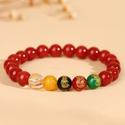Buddha Stones Five Elements Various Agate Jambhala Luck Bracelet Bracelet BS 18