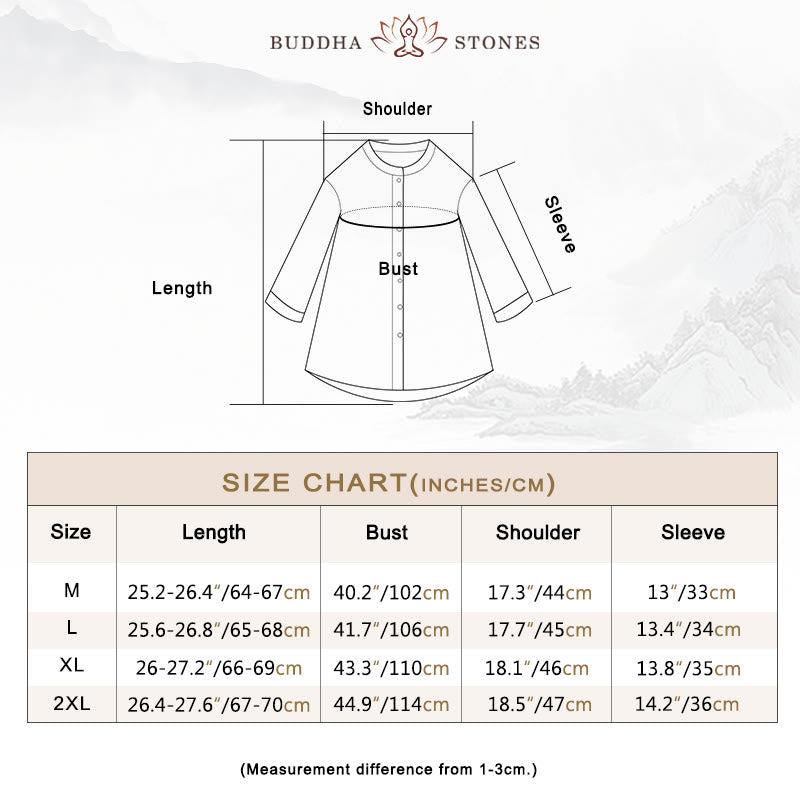 Buddha Stones Solid Color Button Three Quarter Sleeve Cotton Linen Shirt - image 6