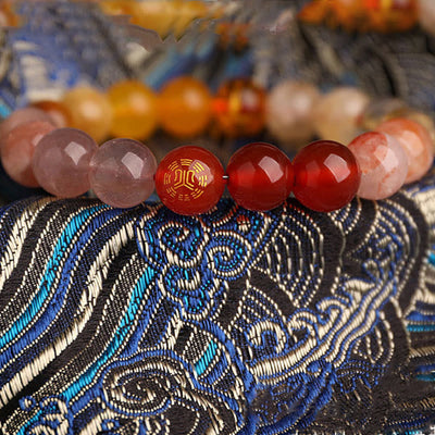 Buddha Stones Five Elements Various Agate Crystal Black Onyx Green Chalcedony Aquamarine Wisdom Bracelet Bracelet BS 43