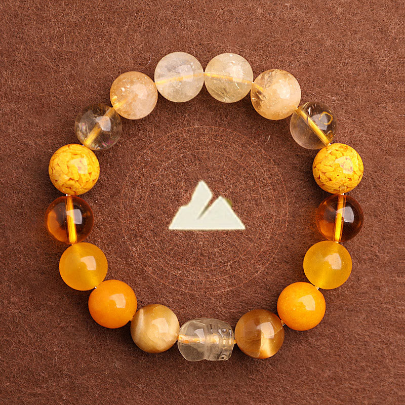 Buddha Stones Five Elements Various Agate Crystal Green Strawberry Quartz Moss Agate Green Phantom Luck Bracelet Bracelet BS 34