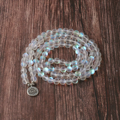 Buddha Stones 108 Mala Beads Glitter Stone Lotus Enlightenment Bracelet Mala Bracelet BS 2