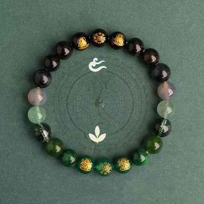Buddha Stones Five Elements Various Agate Crystal South Red Agate Strawberry Quartz Sun Stone Citrine Luck Bracelet Bracelet BS 14
