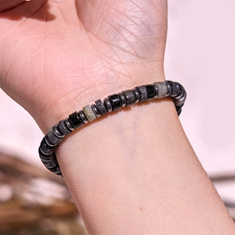 Buddha Stones Hematite Turquoise Lazurite Lava Rock Black Glitter Stone Support Bracelet - image 15