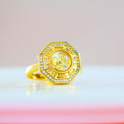 Foviel Gold überzogene Kupfer Windmühle Feng Sheng Shui Qi Glück Reichtum verstellbarer Ring