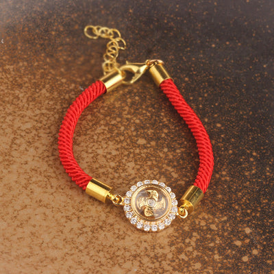 Bracelet tressé de protection Feng Shui à moulinet rotatif en fil rouge, cuivre et laiton Foviel