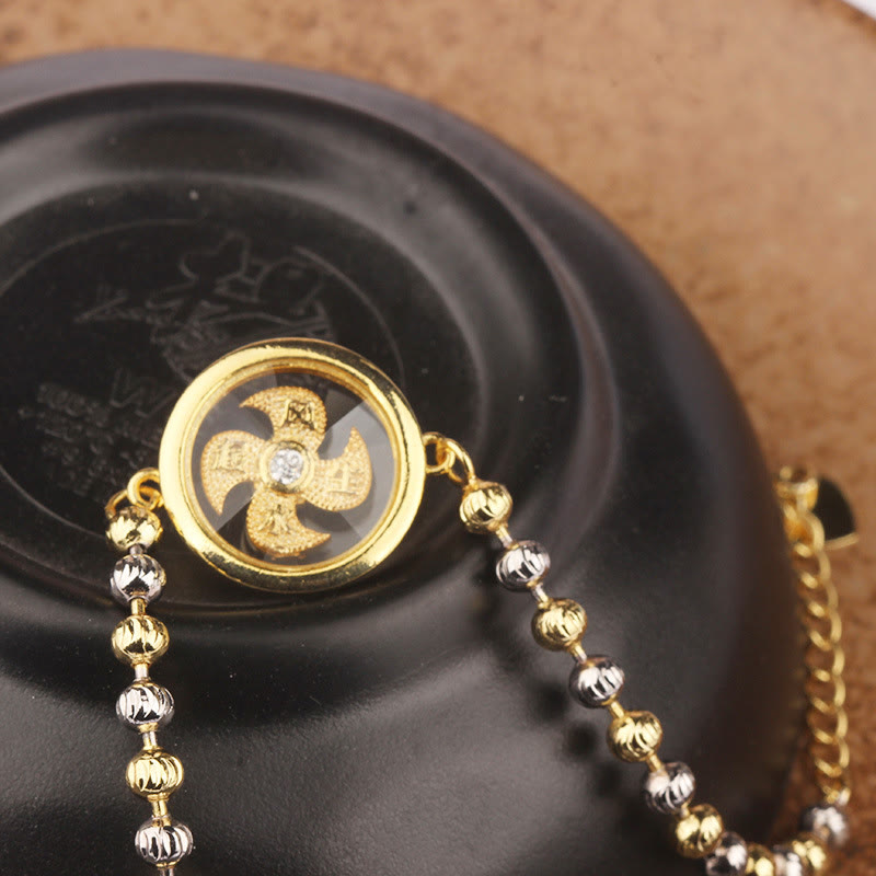 Buddha Stones Feng Sheng Shui Qi Copper Brass Rotatable Windmill Bead Protection Braided Bracelet - image 6