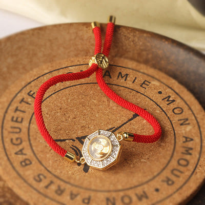 Buddha Stones Copper Brass Rotatable Windmill Feng Sheng Shui Qi Red String Faith Braided Bracelet - image 7