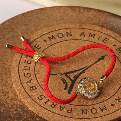 Buddha Stones Copper Brass Feng Sheng Shui Qi Rotatable Windmill  Red String Faith Braided Bracelet - image 9