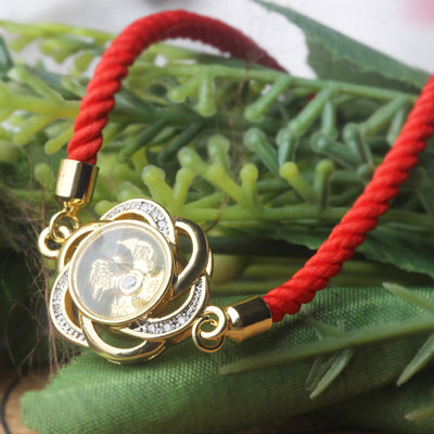 Buddha Stones Rotatable Plum Red String Copper Brass Windmill Feng Sheng Shui Qi Protection Braided Bracelet - image 7