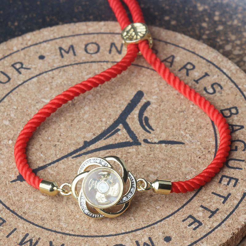 Buddha Stones Rotatable Plum Red String Copper Brass Windmill Feng Sheng Shui Qi Protection Braided Bracelet - image 10
