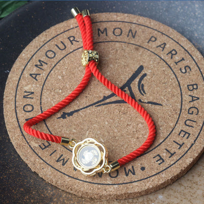 Buddha Stones Rotatable Plum Red String Copper Brass Windmill Feng Sheng Shui Qi Protection Braided Bracelet - image 11