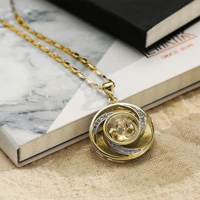 Pendentif de collier chanceux en forme de moulinet rotatif, en cuivre doré Foviel