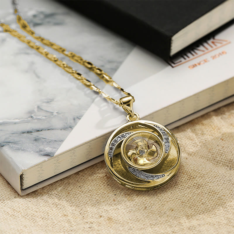 Pendentif de collier chanceux en forme de moulinet rotatif, en cuivre doré Foviel
