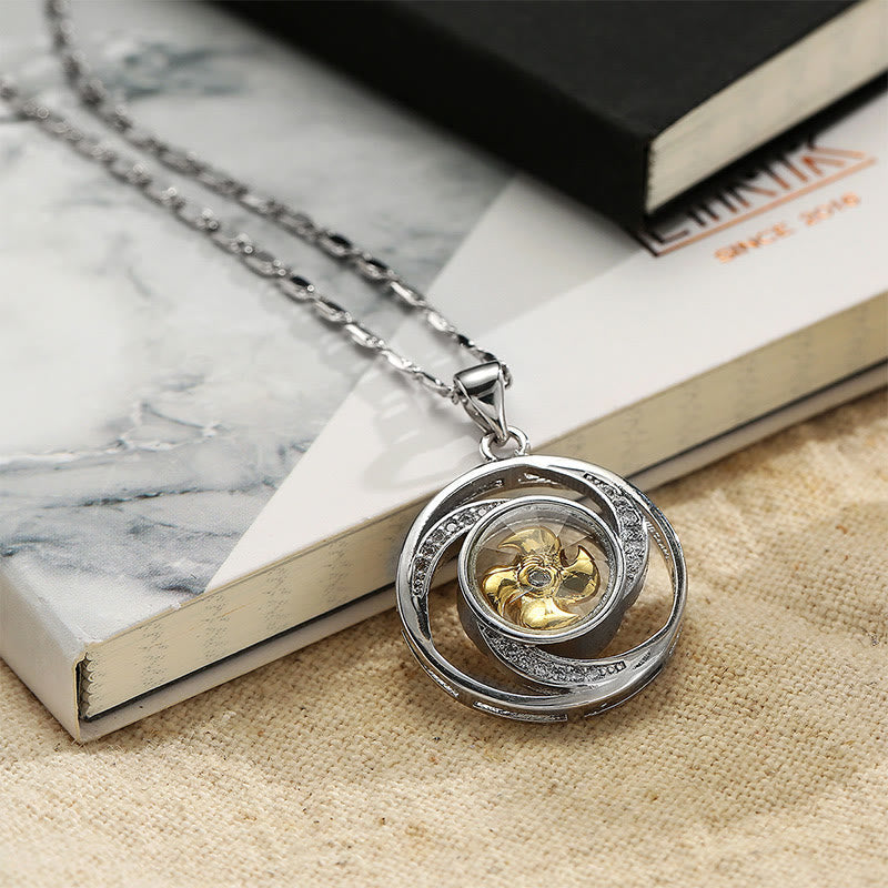 Pendentif de collier chanceux en forme de moulinet rotatif, en cuivre doré Foviel