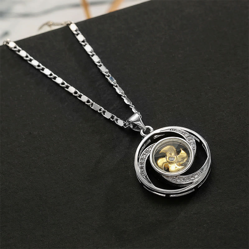 Pendentif de collier chanceux en forme de moulinet rotatif, en cuivre doré Foviel
