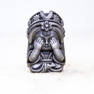 Buddha Stones Handmade Zakiram Iron Powder Rust Cast Resin Statue Zen Home Decoration Decorations BS Polished Version Don't Look 7*4*4cm