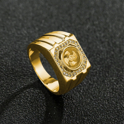 Buddha Stones Gold Plated Copper Brass Windmill Healing Ring Ring BS 2