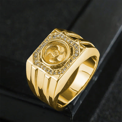 Buddha Stones Gold Plated Copper Brass Windmill Healing Ring Ring BS Gold Plated Copper Brass Windmill US11