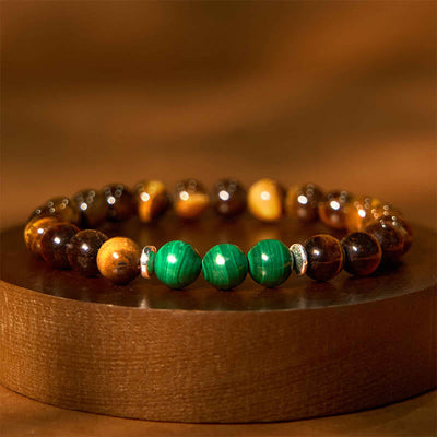 Bracelet de courage Foviel en œil-de-tigre et œil-de-tigre vert