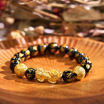Foviel FengShui PiXiu Obsidian Reichtum Armband