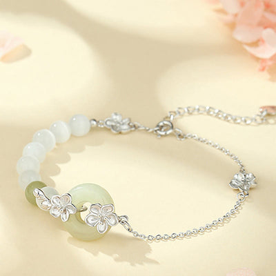 Buddha Stones Chrysoberyl Hetian Jade 999 Sterling Silver Love Bracelet Bracelet BS Chrysoberyl Hetian Jade 999 Sterling Silver(Wrist Circumference: 14-19cm)