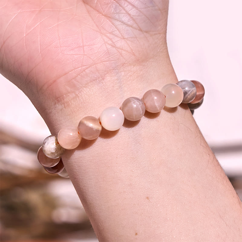 Foviel Pfirsich-Mondstein spirituell Armband