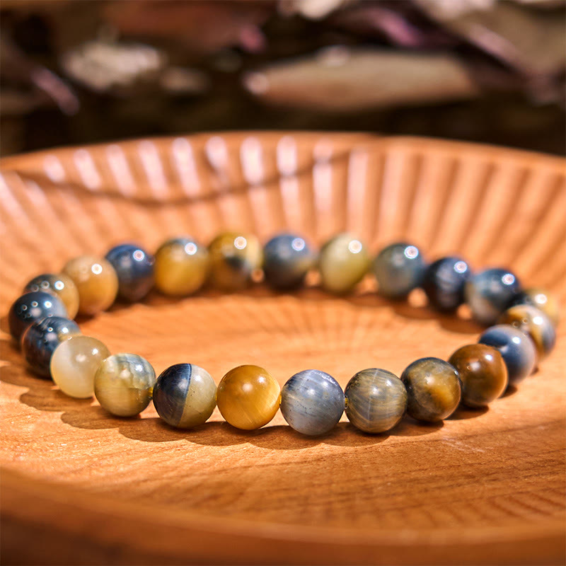 Foviel Gelb Blau Tiger Augen Mut Armband