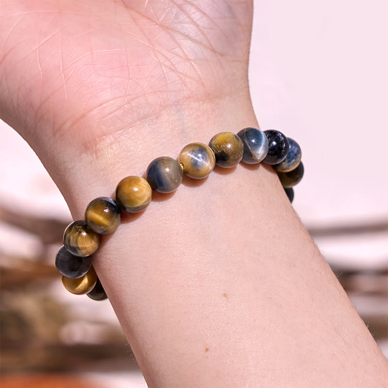Foviel Gelb Blau Tiger Augen Mut Armband